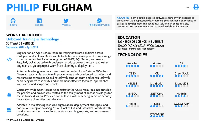 Screenshot of Resume.PhilipFulgham.com