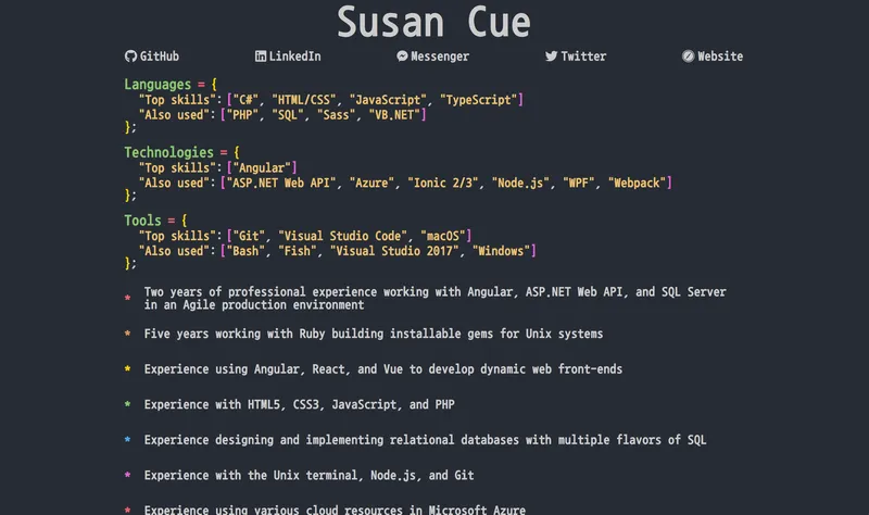 Screenshot of Source Code Resume