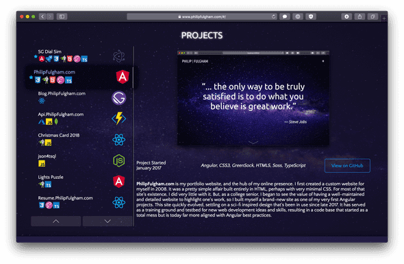 Website projects section screenshot