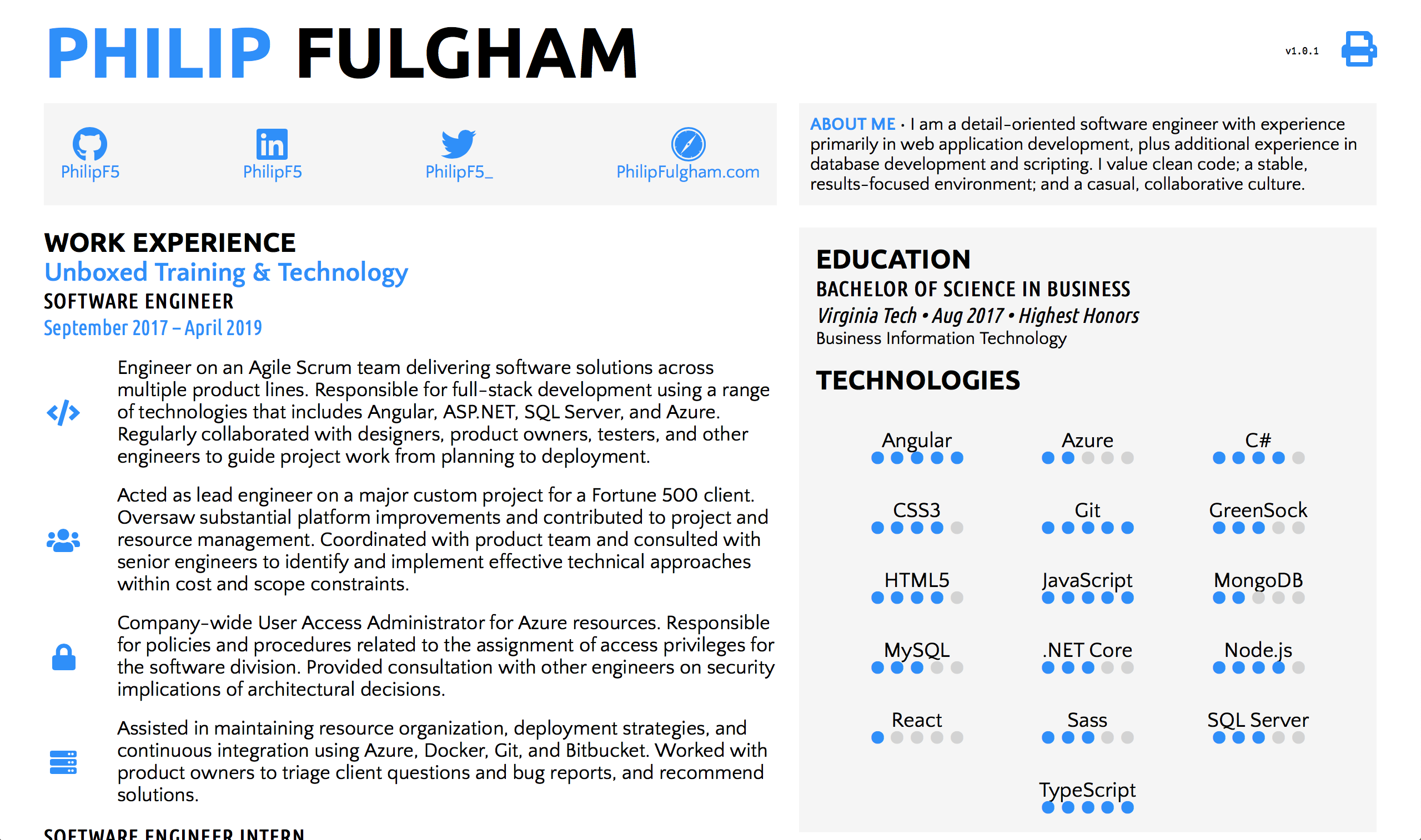 Screenshot of Resume.PhilipFulgham.com