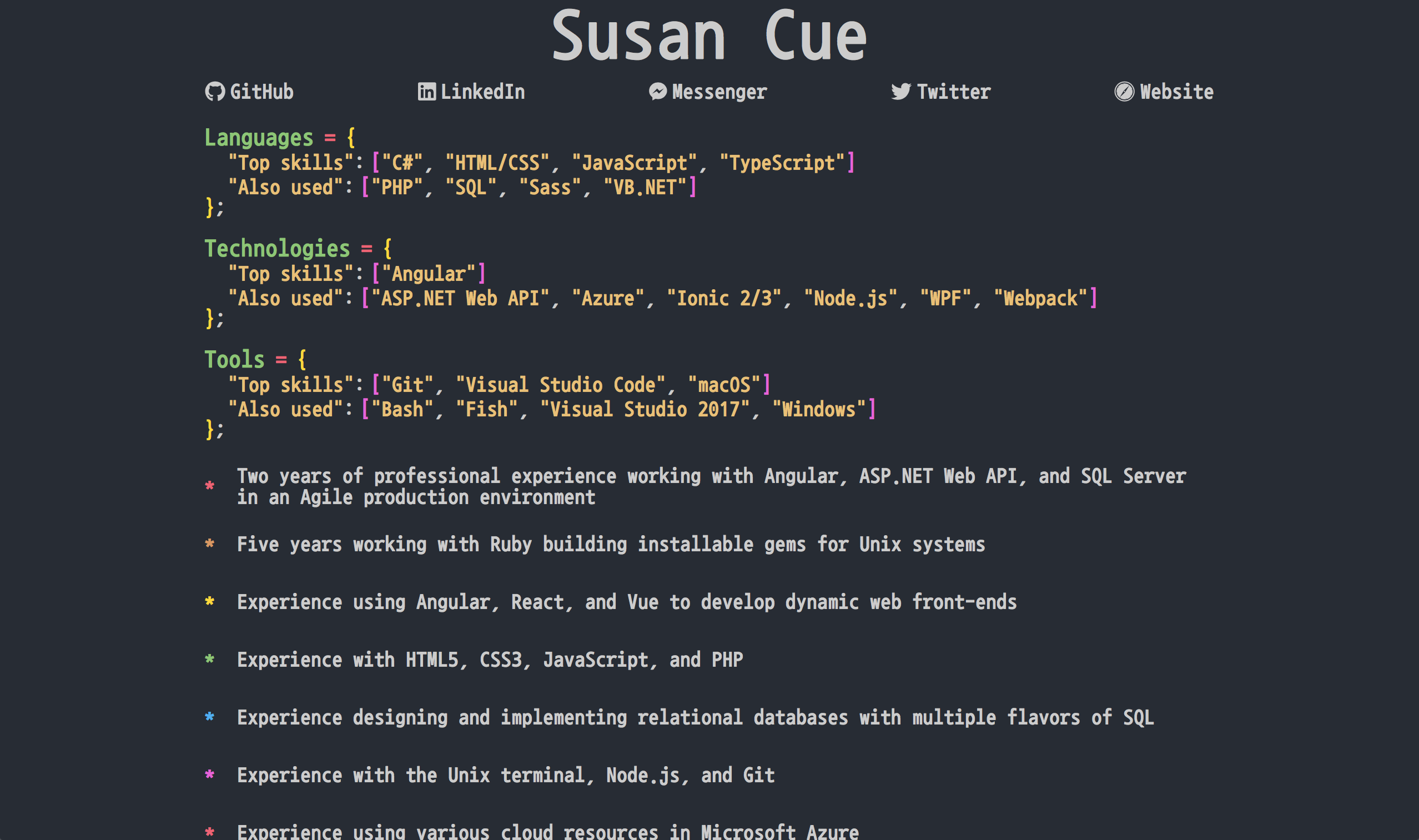 Screenshot of Source Code Resume